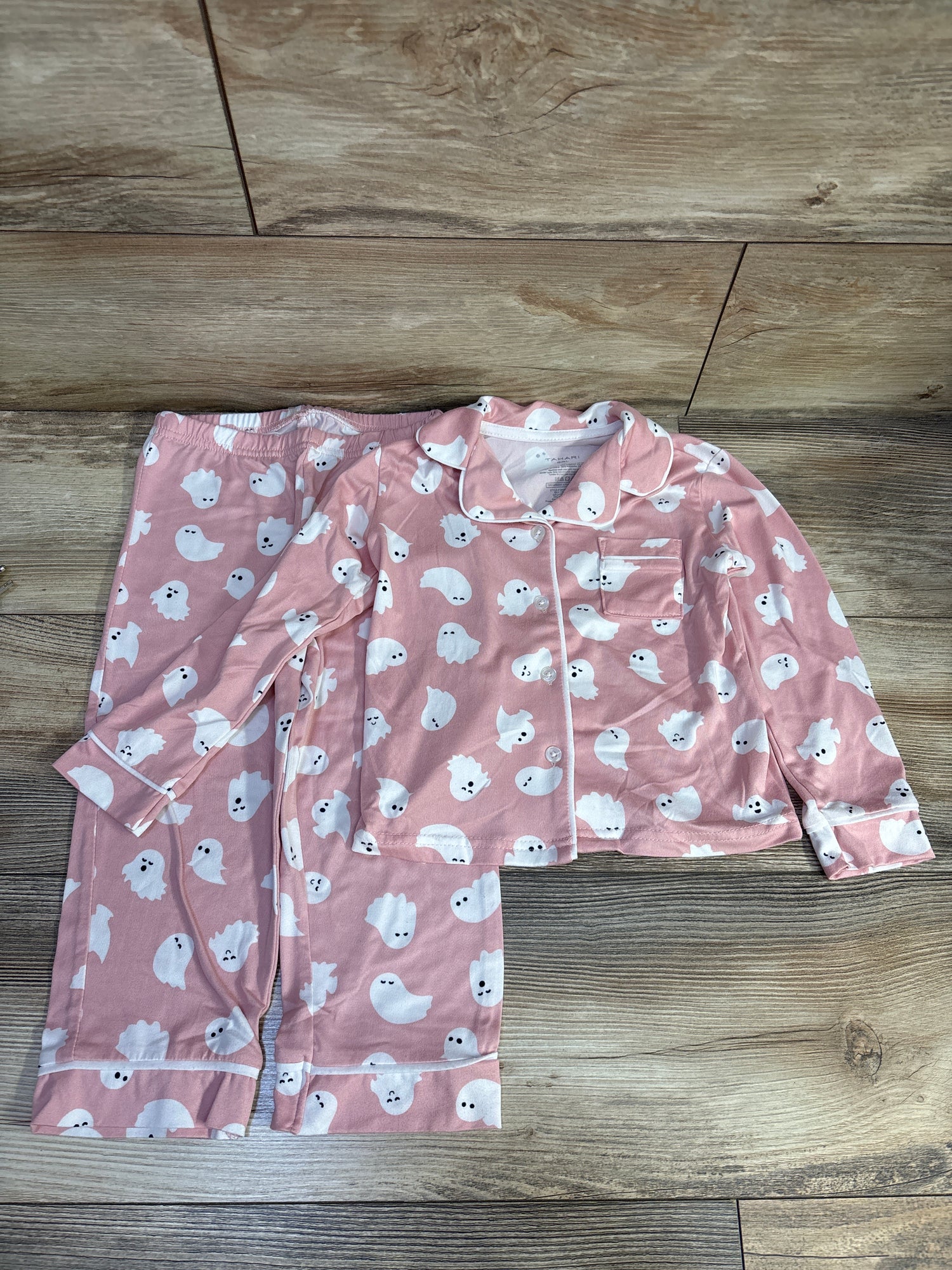 Tahari Baby 2pc Ghost Coat Style Pajama Set Pink sz 3T