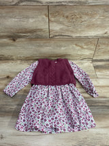 Nicole Miller 2pc Floral Long Sleeve Dress & Knit Vest Pink sz 2T