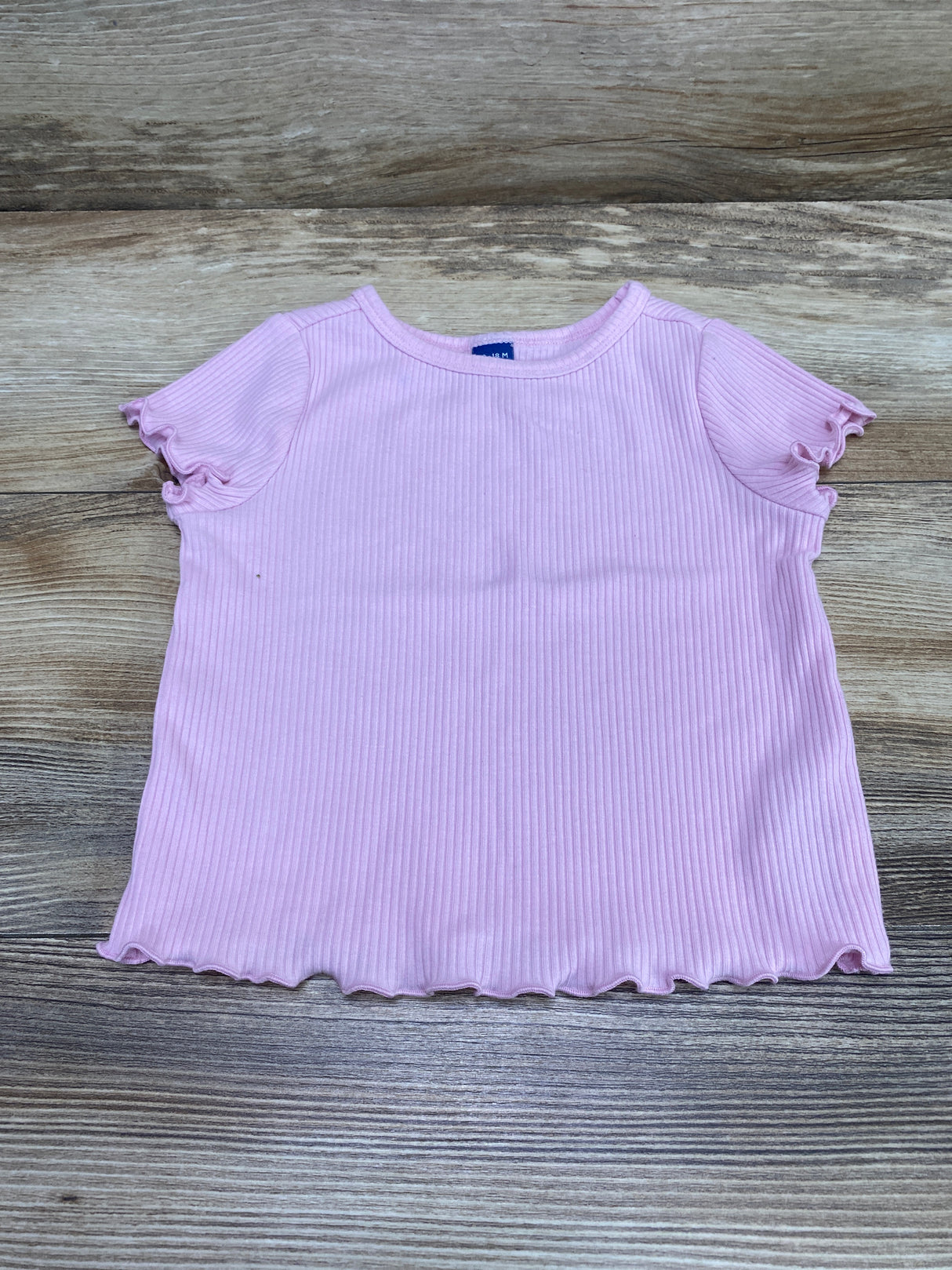 Old Navy Ribbed Lettuce Trim Shirt Pink sz 12-18m