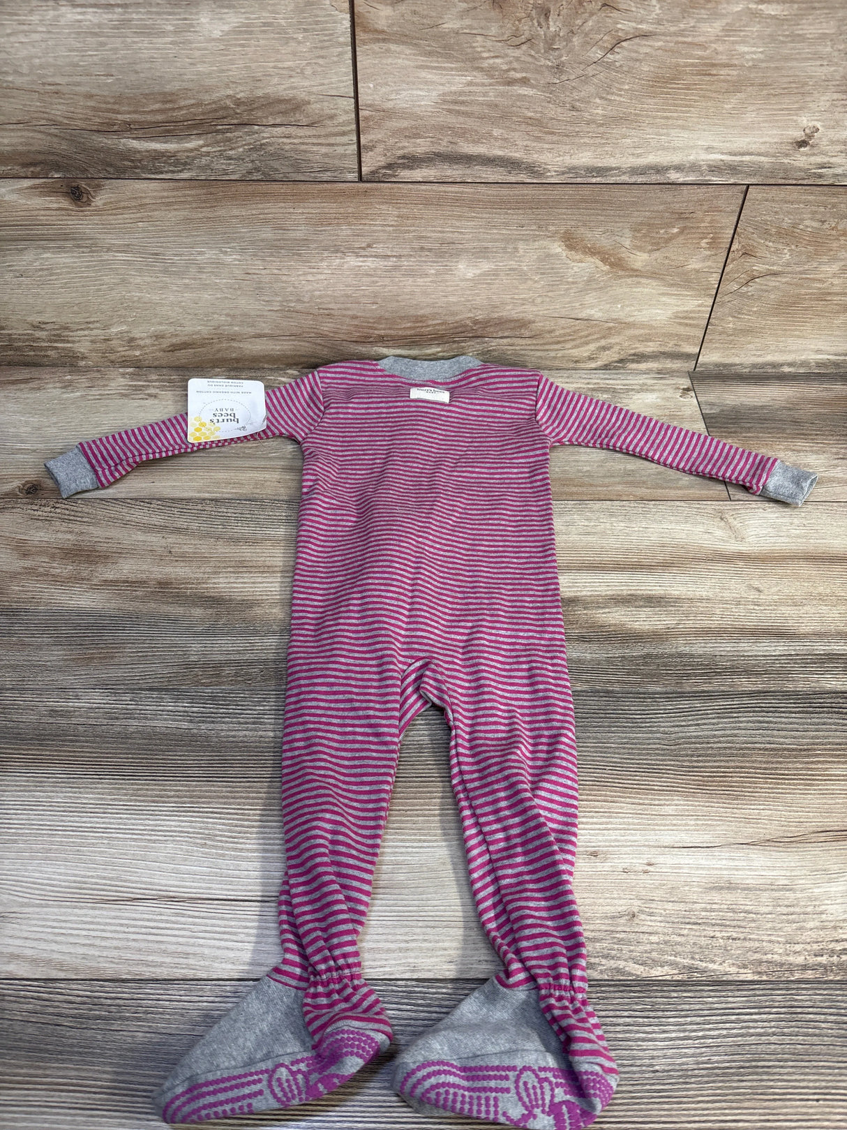 NEW Burt's Bees Baby Striped Sleeper Pink sz 6-9m