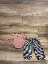 2pc Ribbed Bodysuit & Bottoms Set Pink sz 9-12m