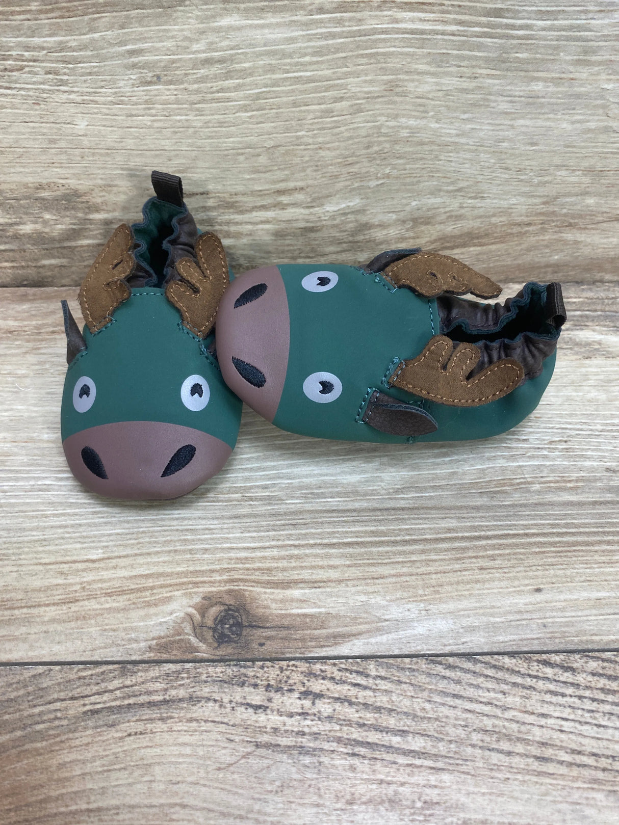 Wonder Nation Baby Boys Forest Animal Moose Slippers Green Sz 4c