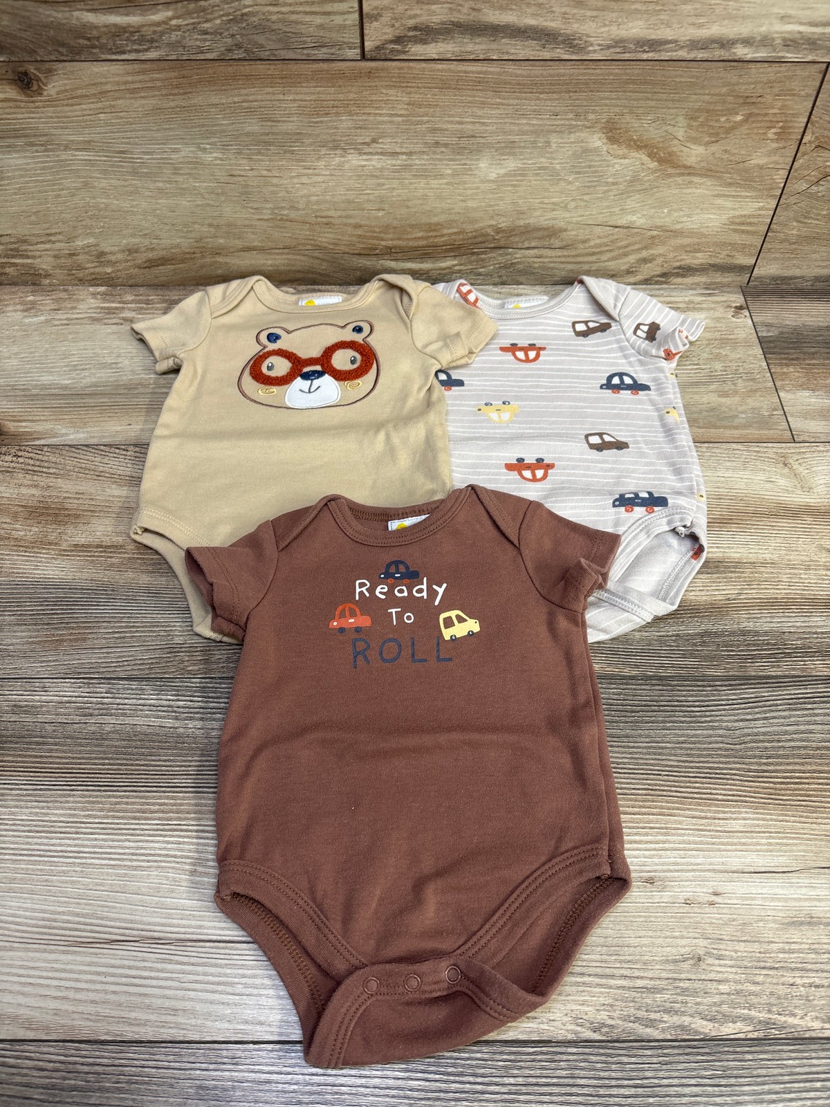 Little Chickadees 3pk Bodysuit Set Tan sz 3/6m