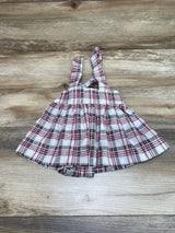 Suspender Plaid Skirt White/Pink sz 12m