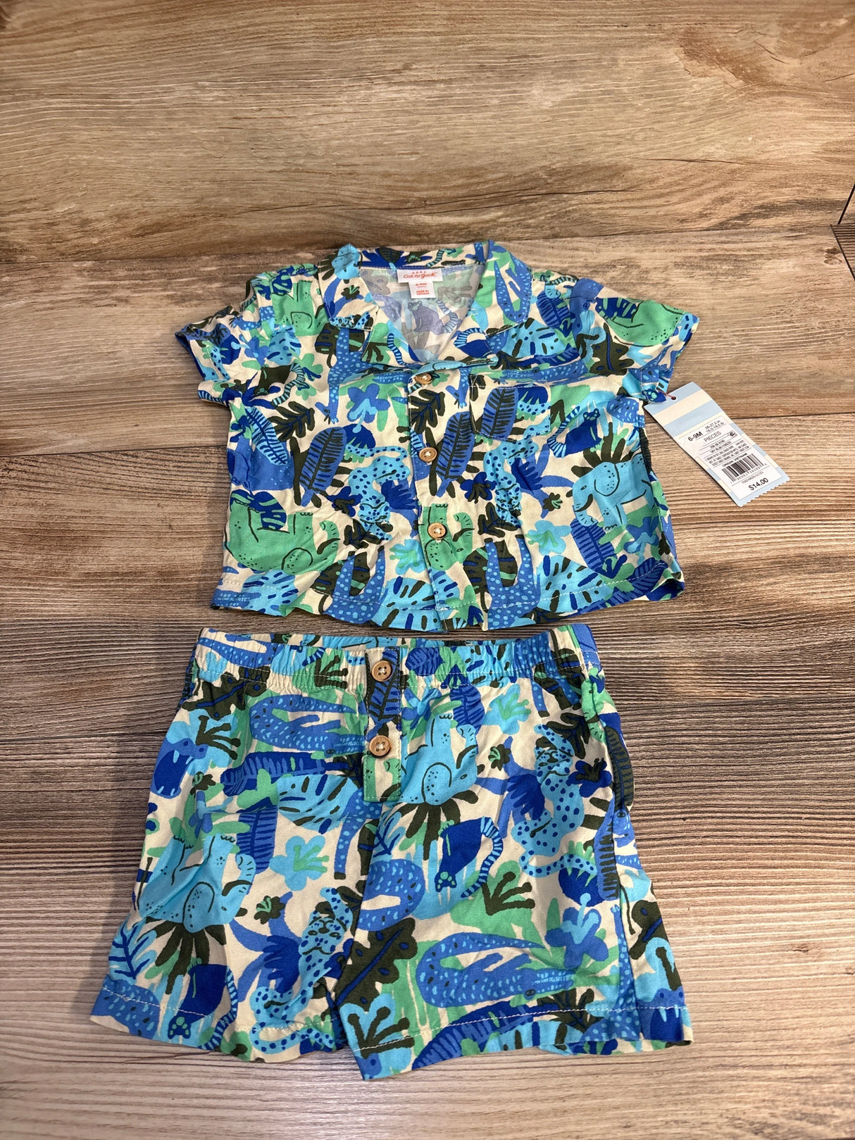 NEW Cat & Jack 2pc Button Up Shirt & Shorts Blue sz 6-9m - Me n Mommy To Be
