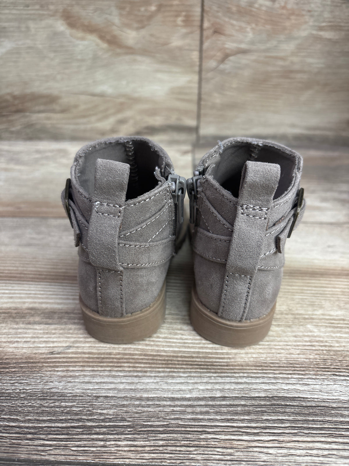 Old Navy Faux-Suede Buckle Side Zip Bootie Tan sz 5c