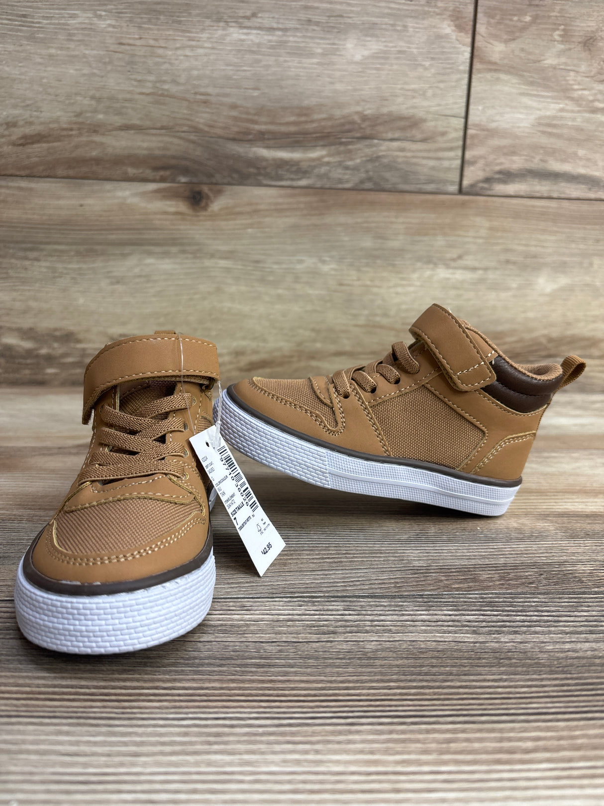NEW Children's Place Contrast Cuff High Top Sneakers Brown sz 7c