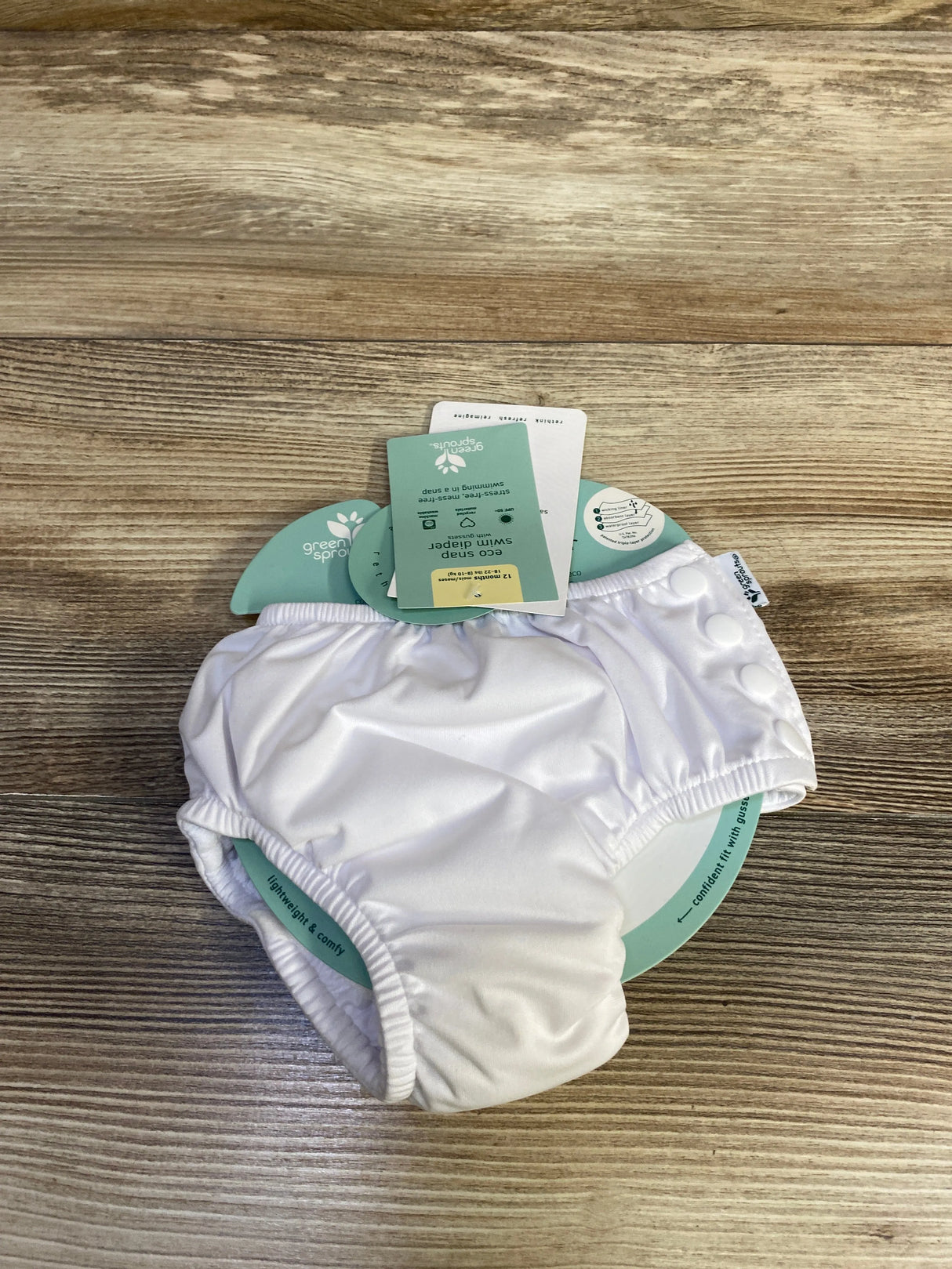 NEW Green Sprouts Eco Snap Swim Diaper White sz 12m