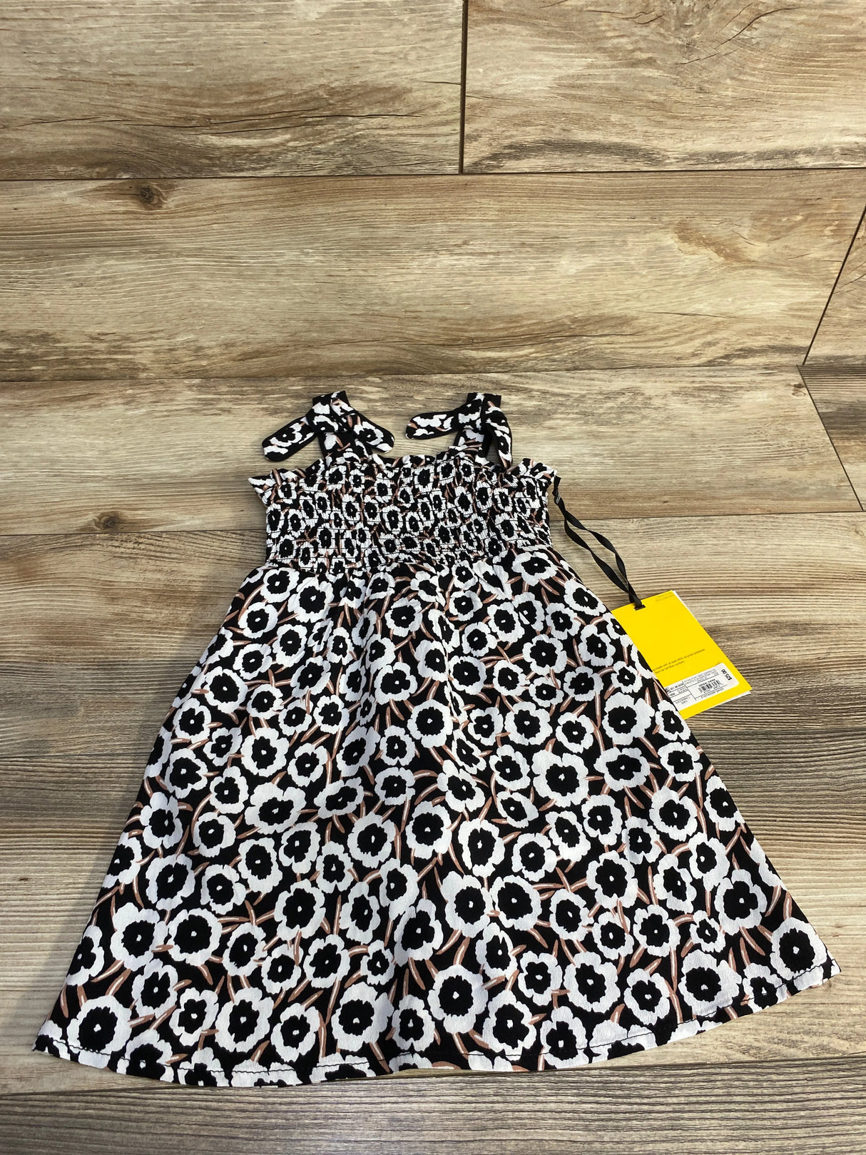 NEW Diane Von Furstenberg Smocked Floral Dress Black sz 18m