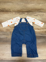 Cat & Jack 2pc Long Sleeve Pumpkin Shirt & Overalls Set White sz Newborn