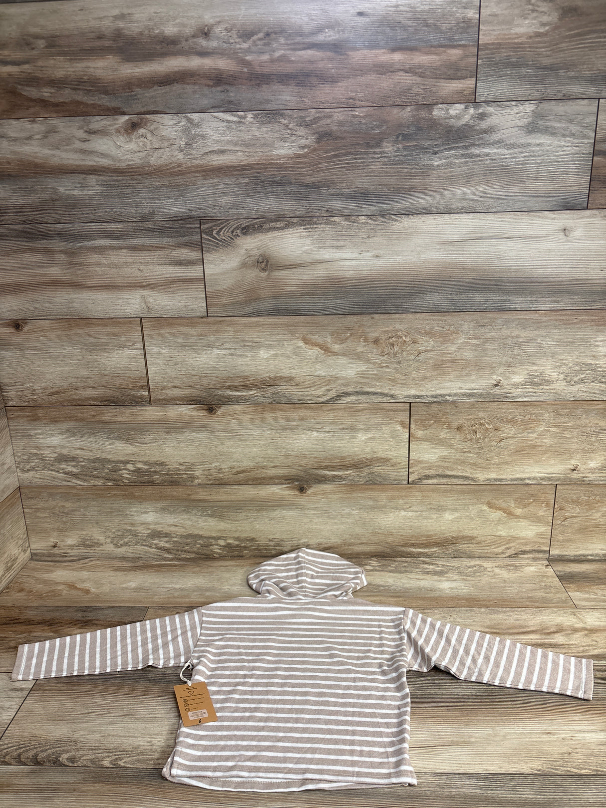 NEW Easy Peasy Hooded Striped Long Sleeve Shirt Beige sz 5T