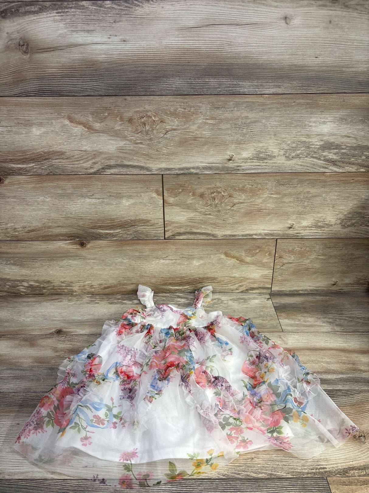 Ava & Yelly Ruffle Trapeze Party Dress Ivory sz 4T