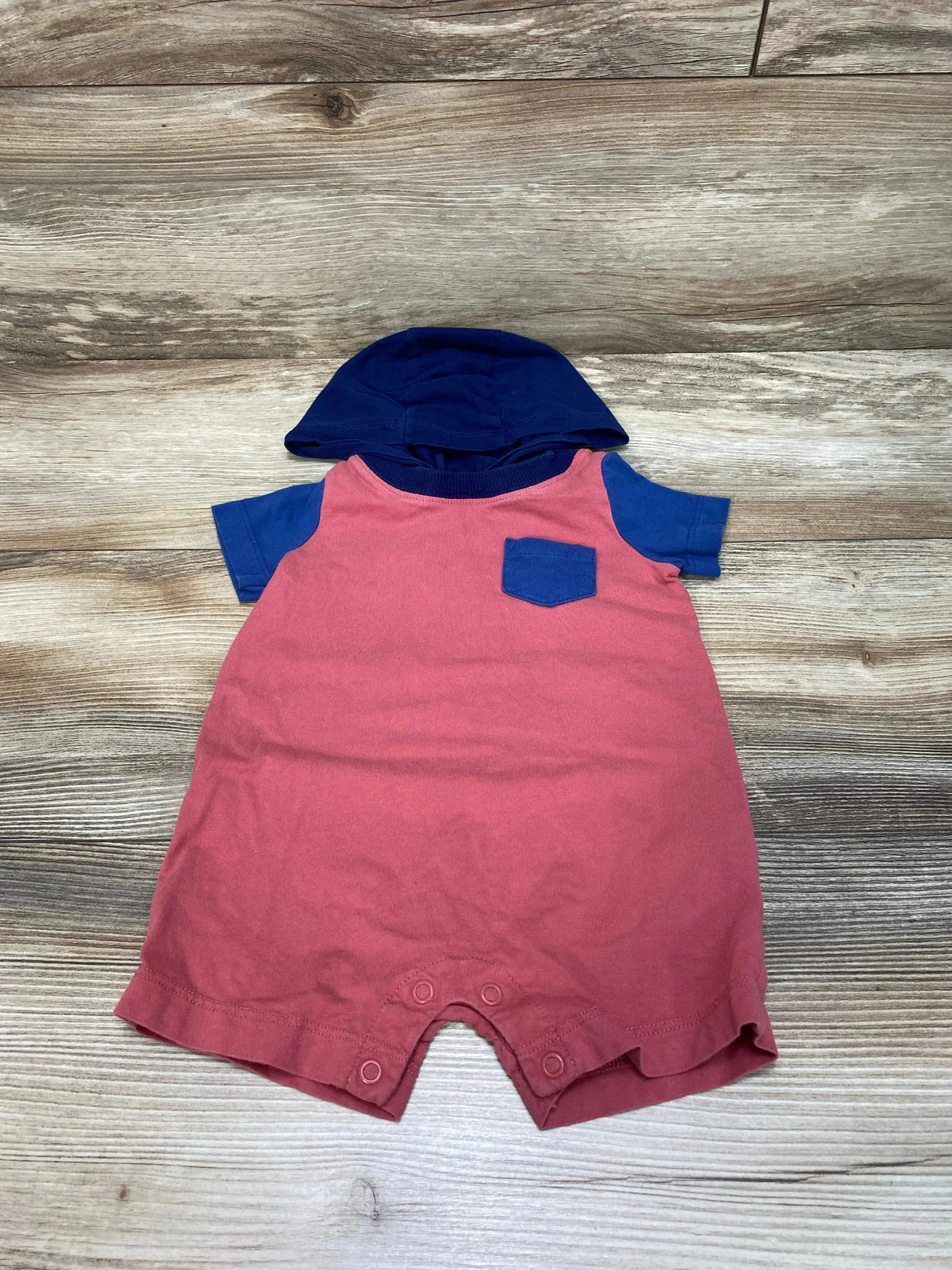 Carter's Hooded Color Block Shortie Romper Red sz 6m