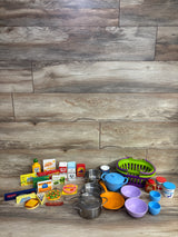 21pc Wooden Play Food w/ 2 Baskets & 11pc Dishes