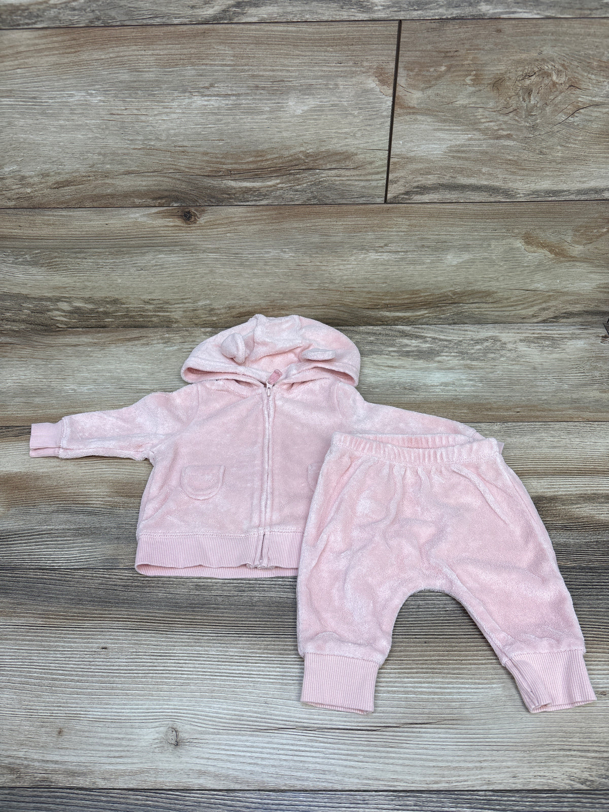 Carter's 2pc Terry Cloth Bunny Full Zip Hoodie & Joggers Set Pink sz 3m