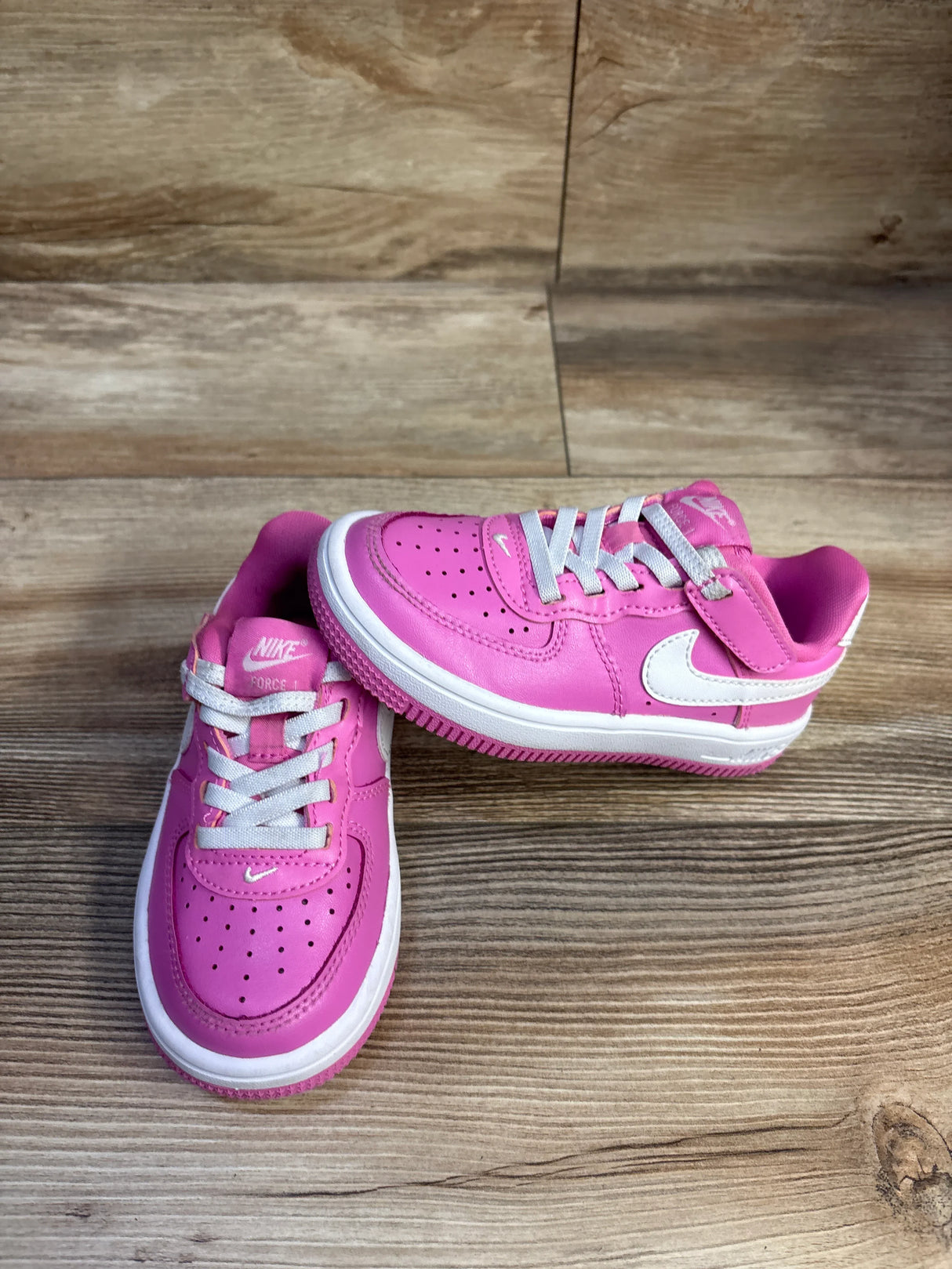 Nike Force 1 Low EasyOn TD 'Playful Pink White' Sneakers sz 9c
