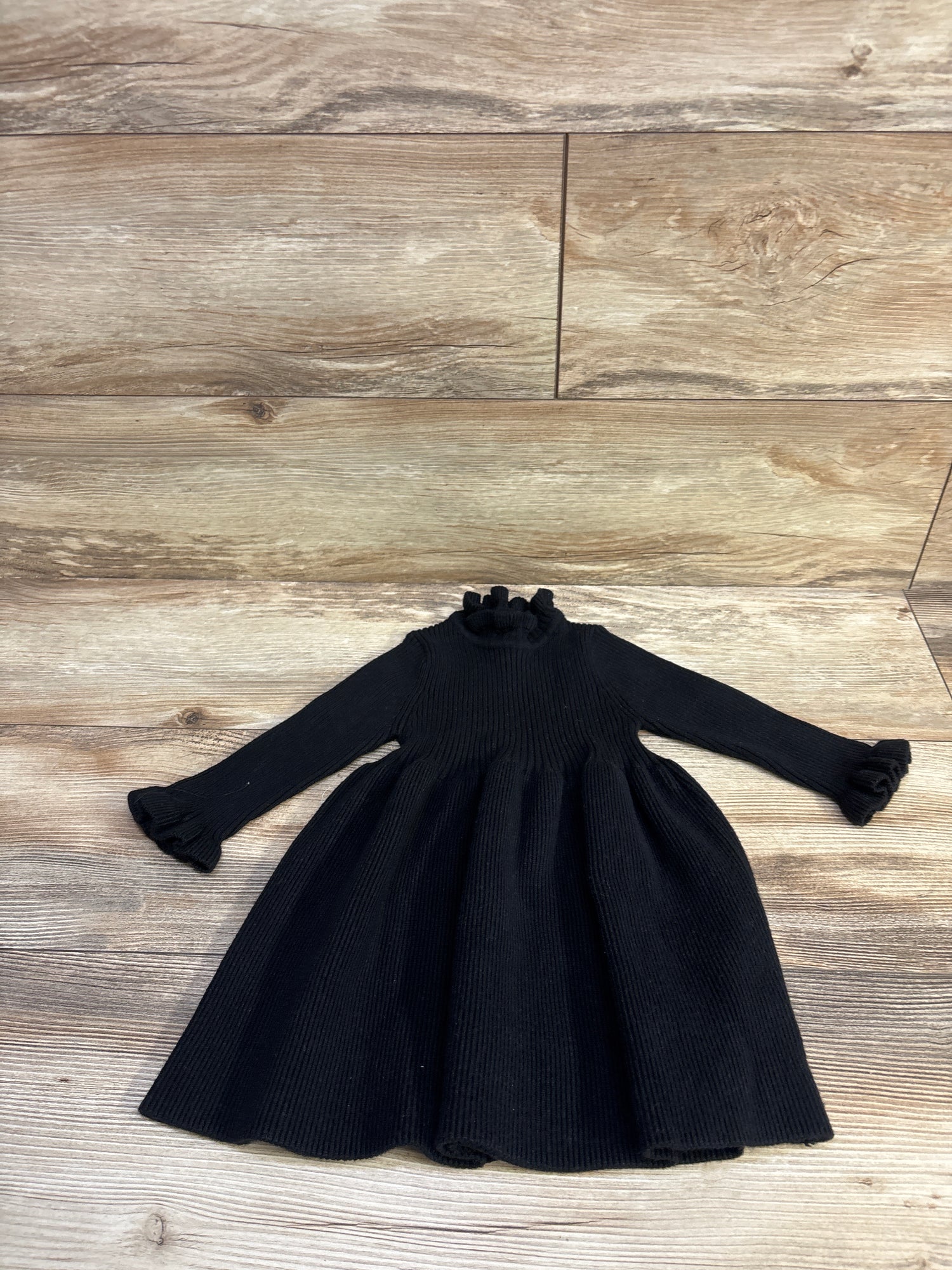 SimpleeKids Long Sleeve Ribbed Knit Sweater Dress Black sz 12-18m