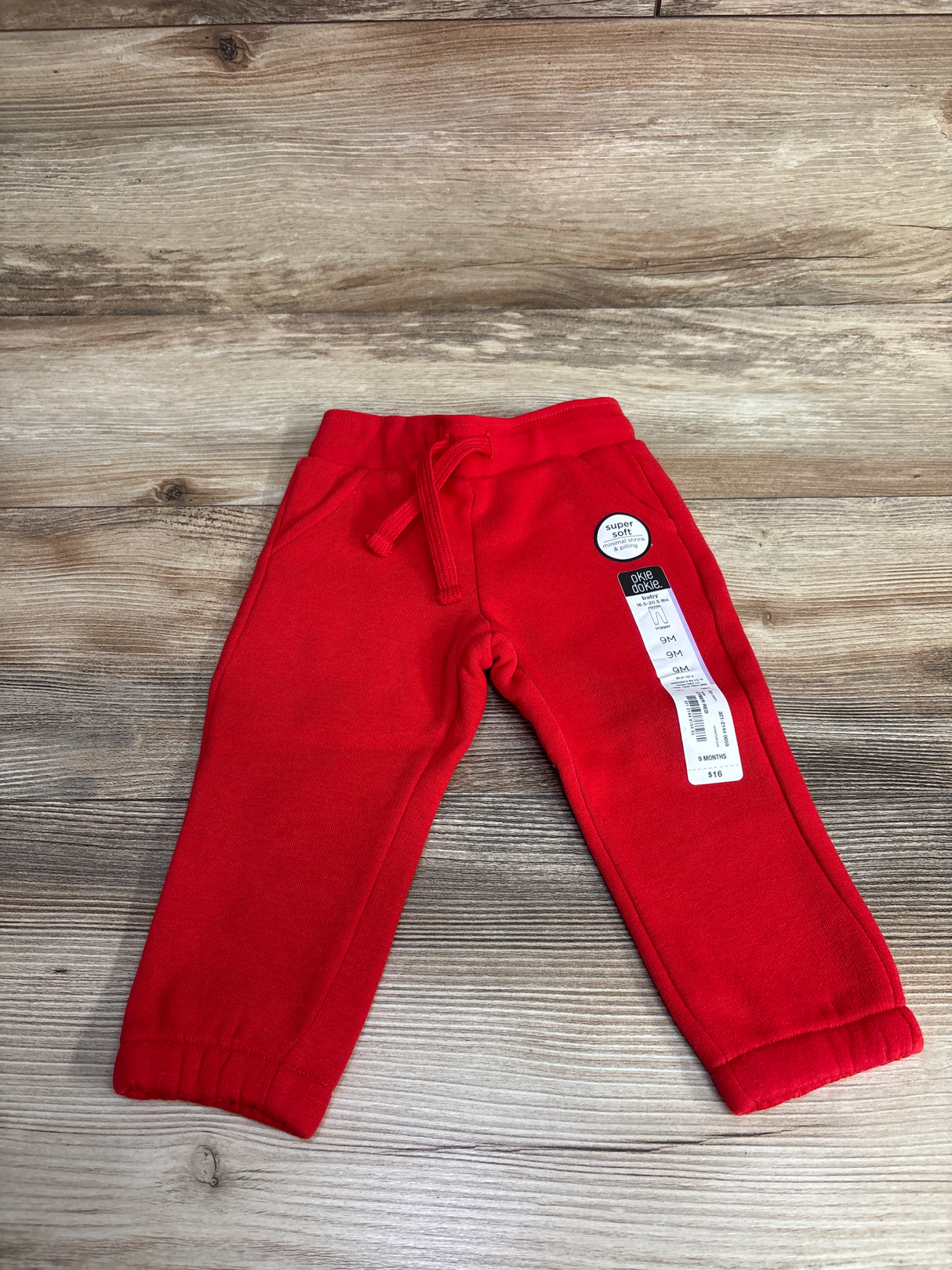 NEW Okie Dokie Cyber Red Drawstring Joggers sz 9m