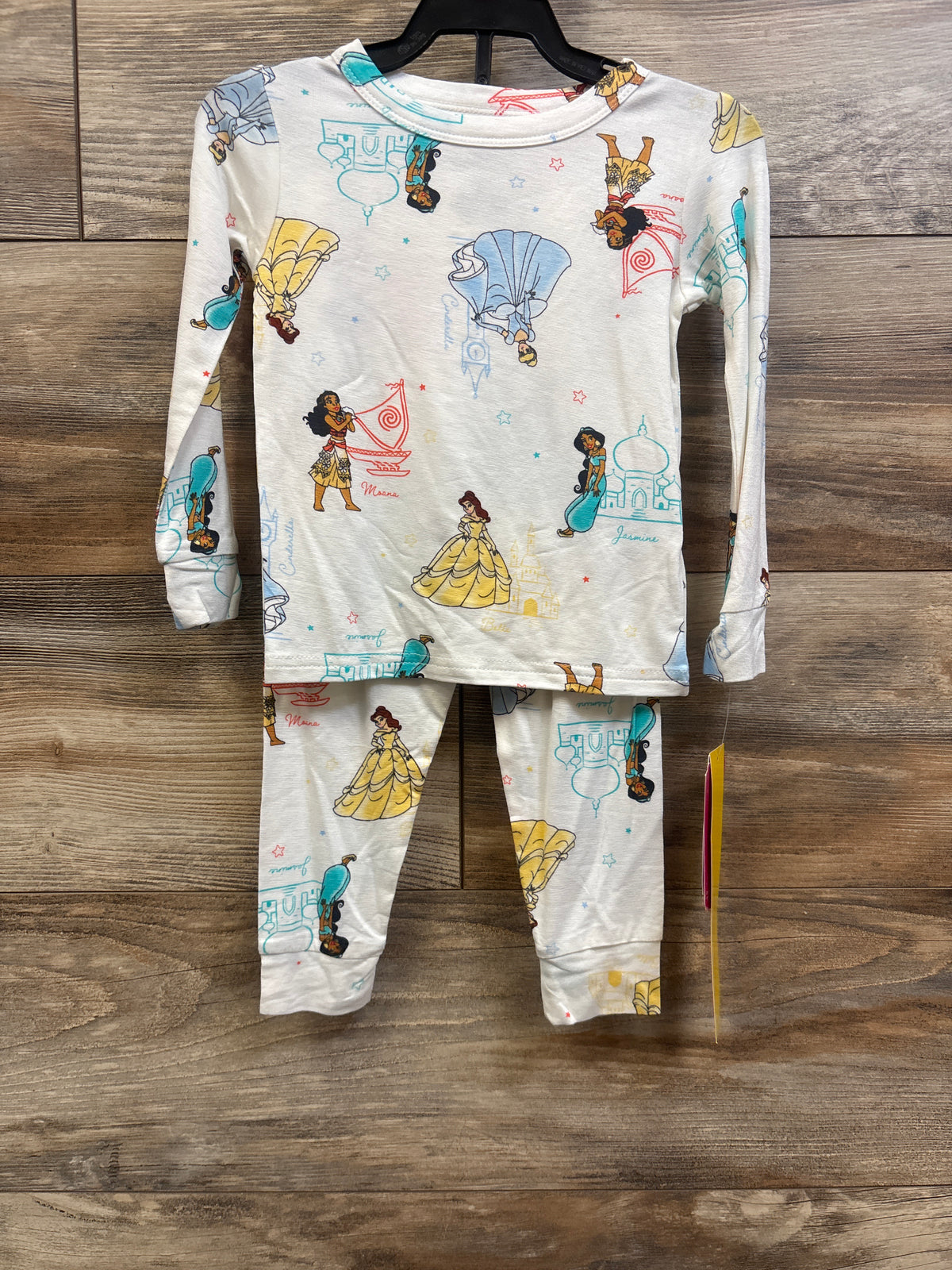 NEW Disney Princess 2pc Viscose Snug Fit Pajama Set White sz 2T