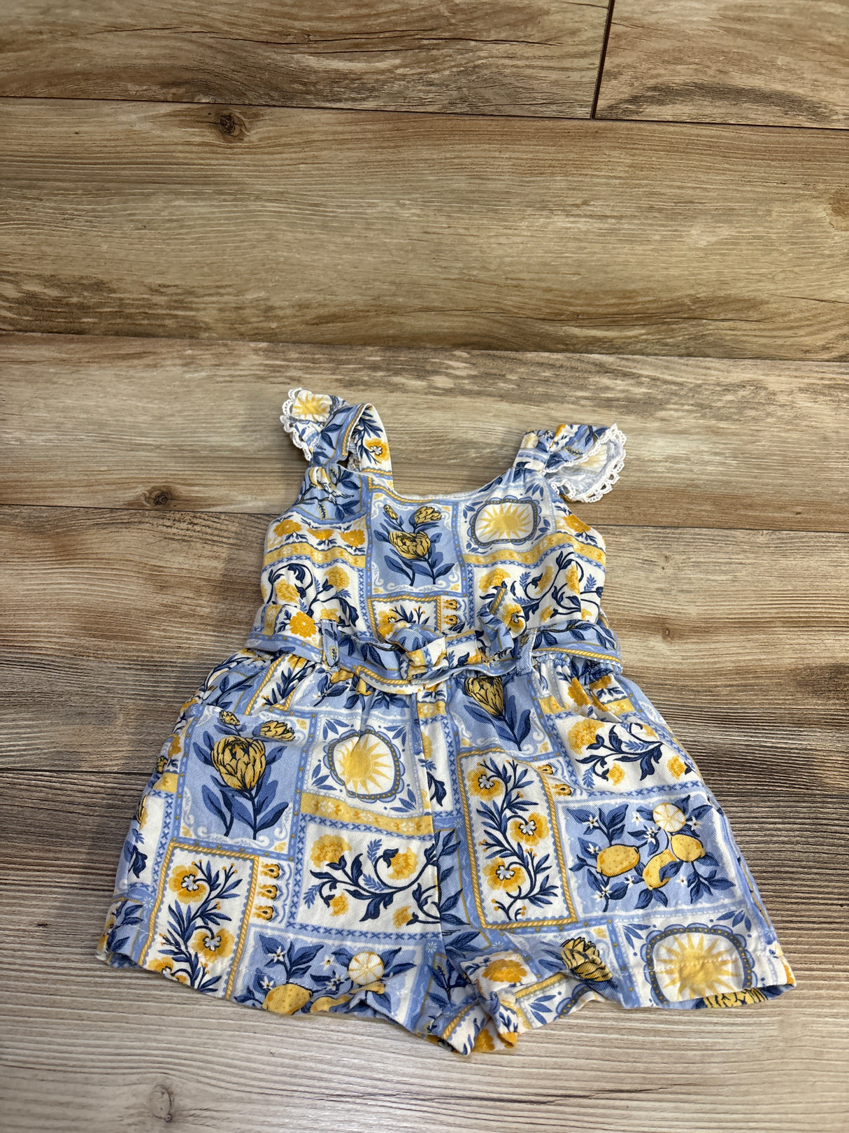 Tommy Bahama Belted Floral Romper Blue sz 18m