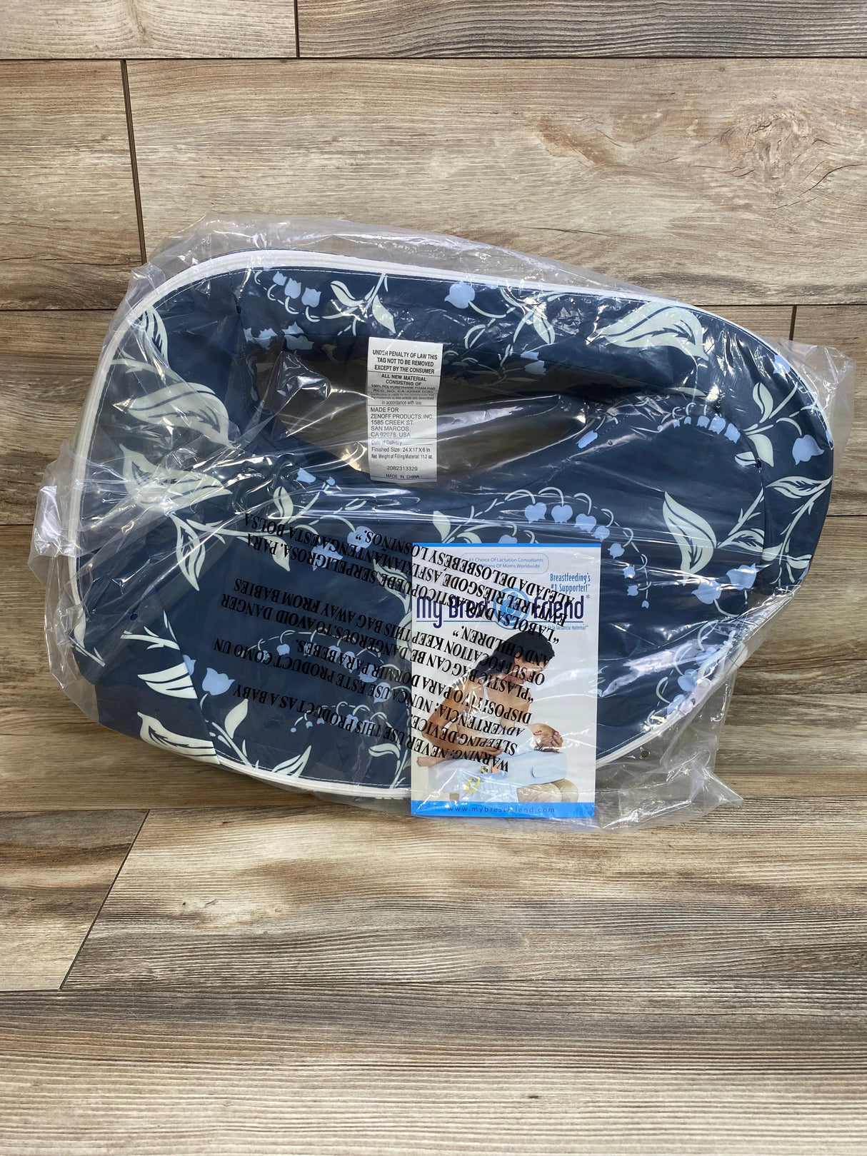 NEW My Brest Friend Original Nursing Pillow Navy Bluebells