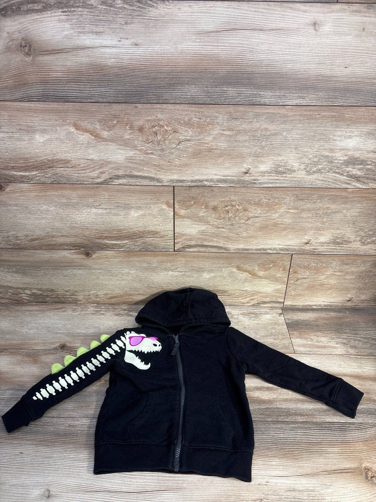 Cat & Jack Full Zip Dinosaur Skeleton Jacket Black sz 4T