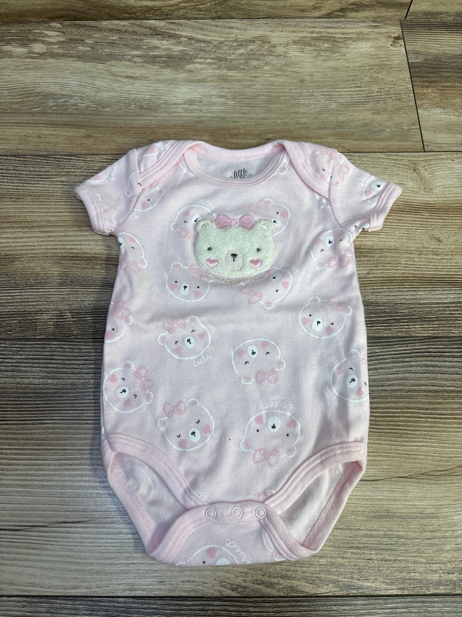 Little & Loved Sweet & New Bear Bodysuit Pink sz 6-9m