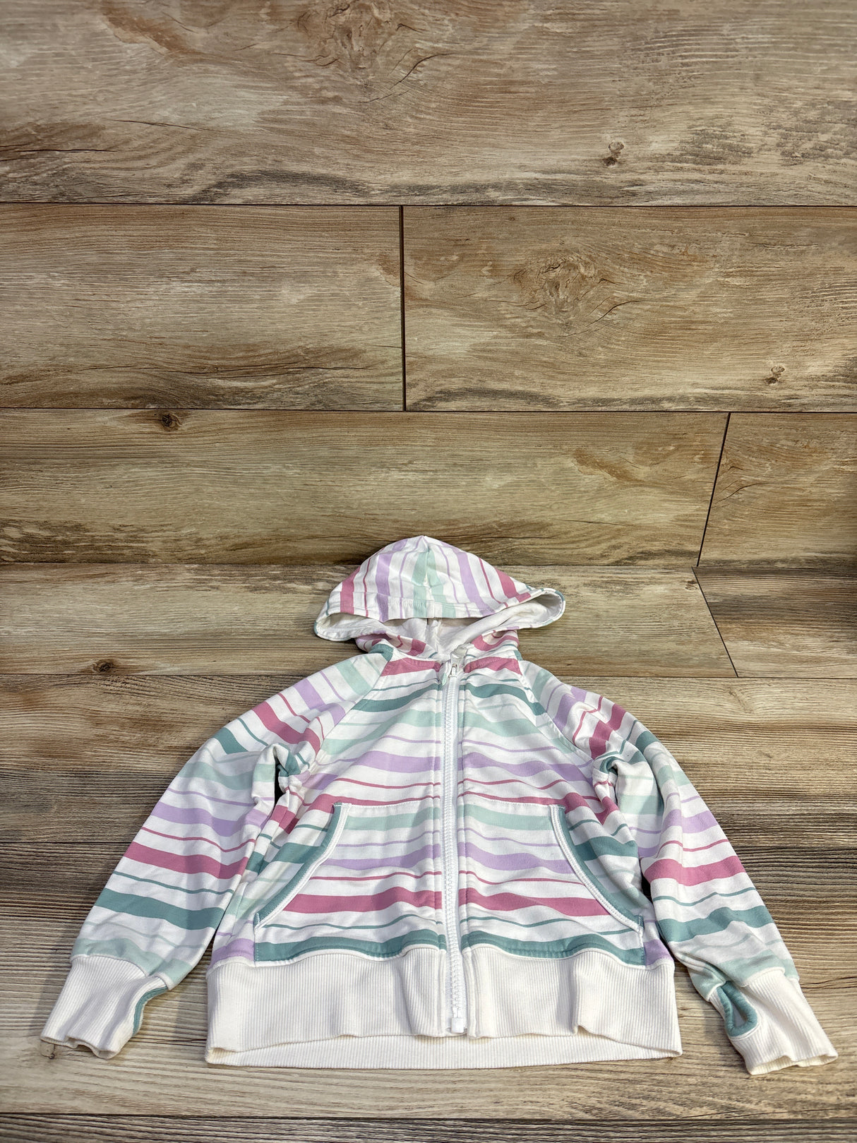 Play by Little Sleepies Bamboo Striped Zip Hoodie White sz 3T