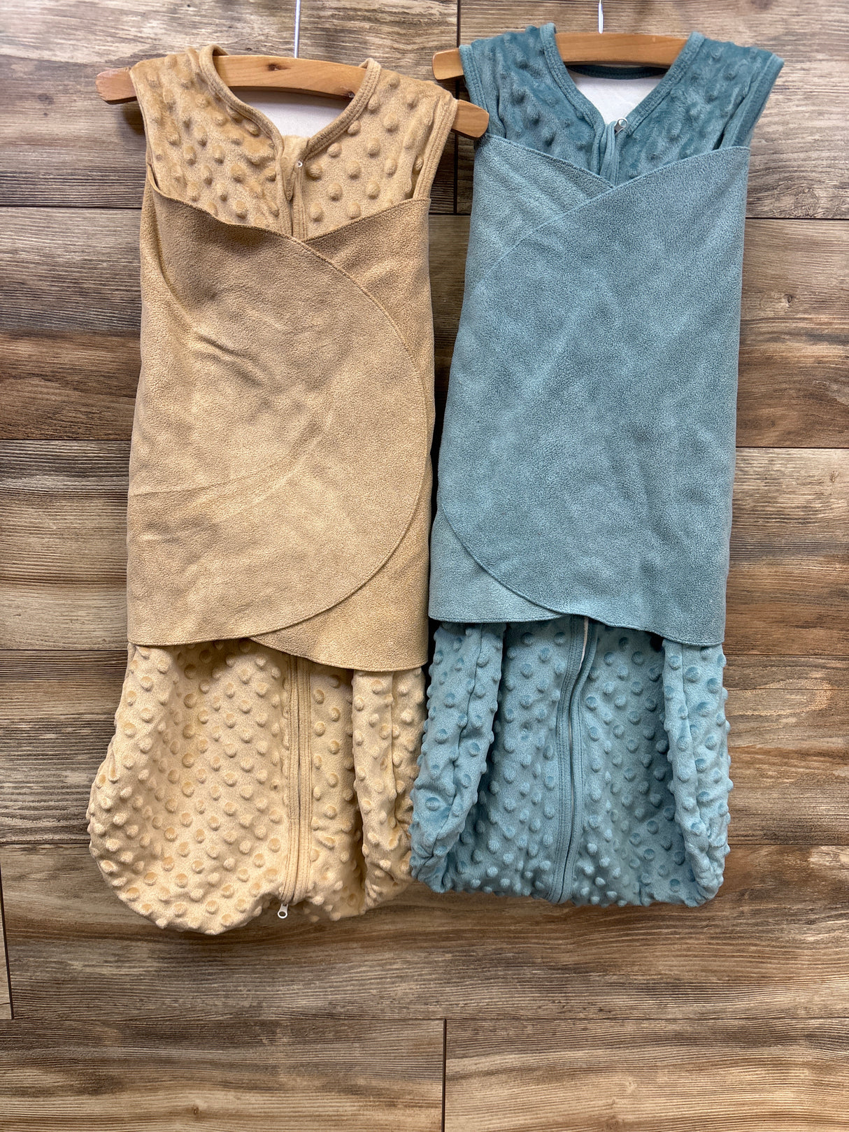 BSTOPPT 3-Way Adjustable Wearable Sleep Sack Swaddle Teal & Brown sz 6-12m