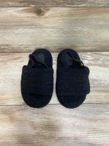 Cat & Jack Avi Single Strap Fur Slippers Black sz 9c/10c