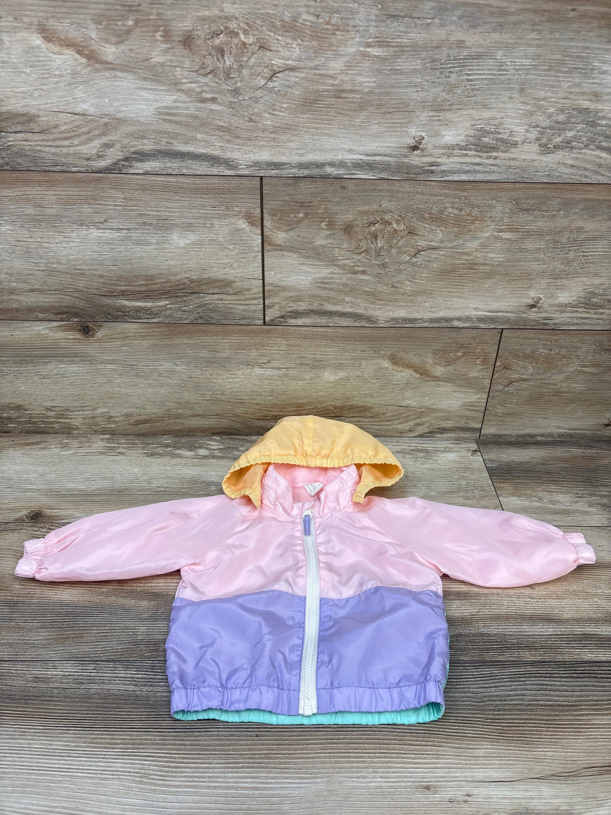 H&M Colorblock Hooded Windbreaker Jacket Pink sz 6m