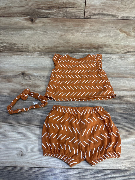 PL Baby 3pc Shirt + Shorts+ Headband Brown sz 12m - Me n Mommy To Be