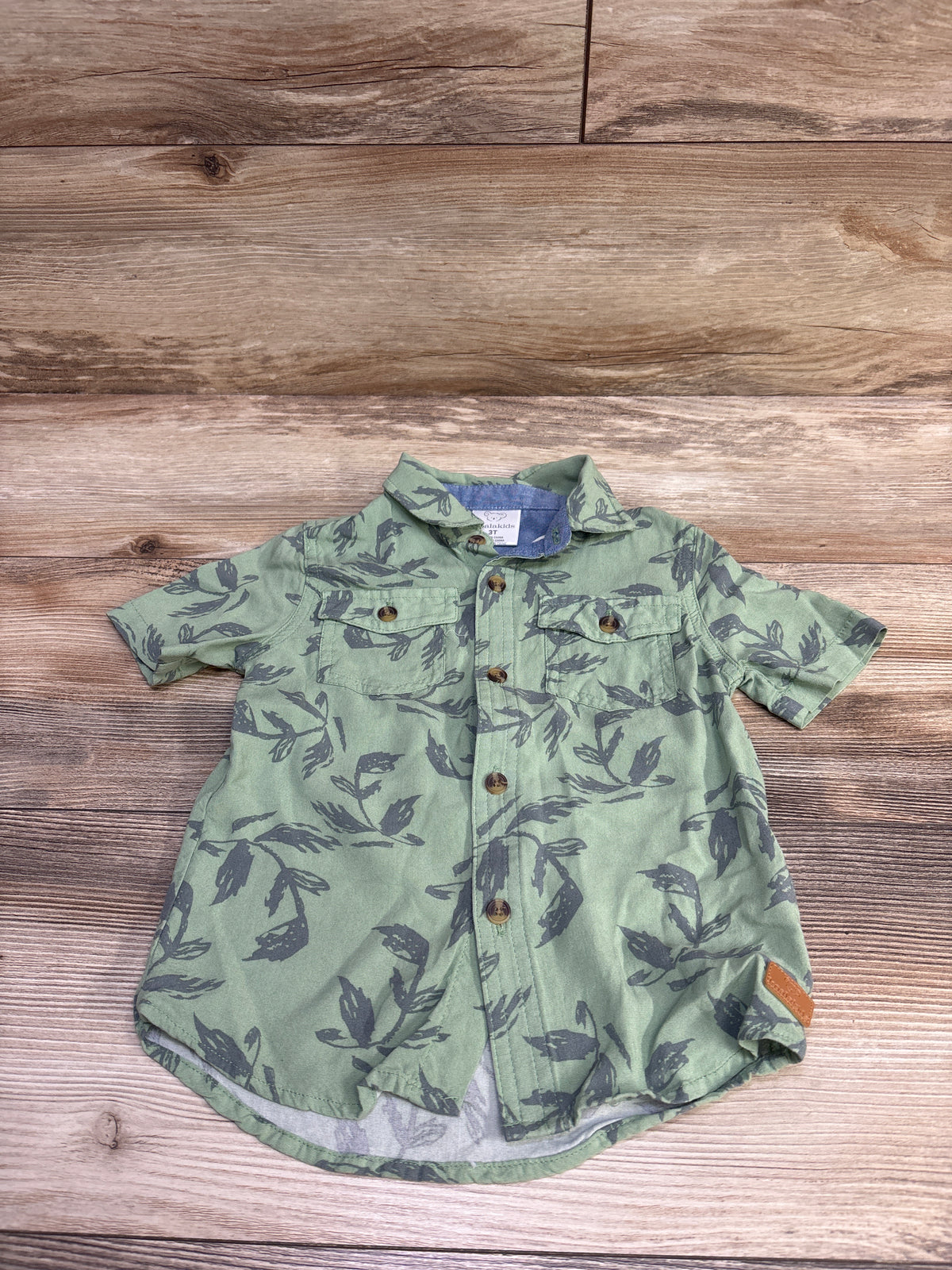Koala Kids Button Up Shirt Green sz 3T