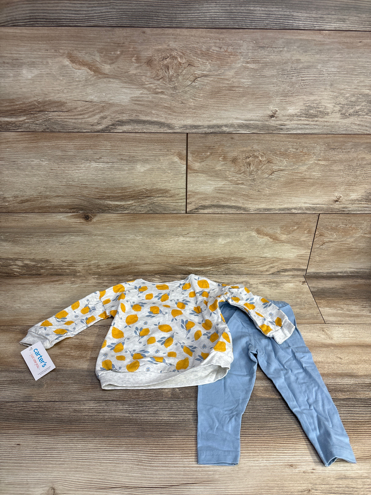 NEW Just One You 2pc Lemon Print Sweatshirt & Leggings Grey sz 12m