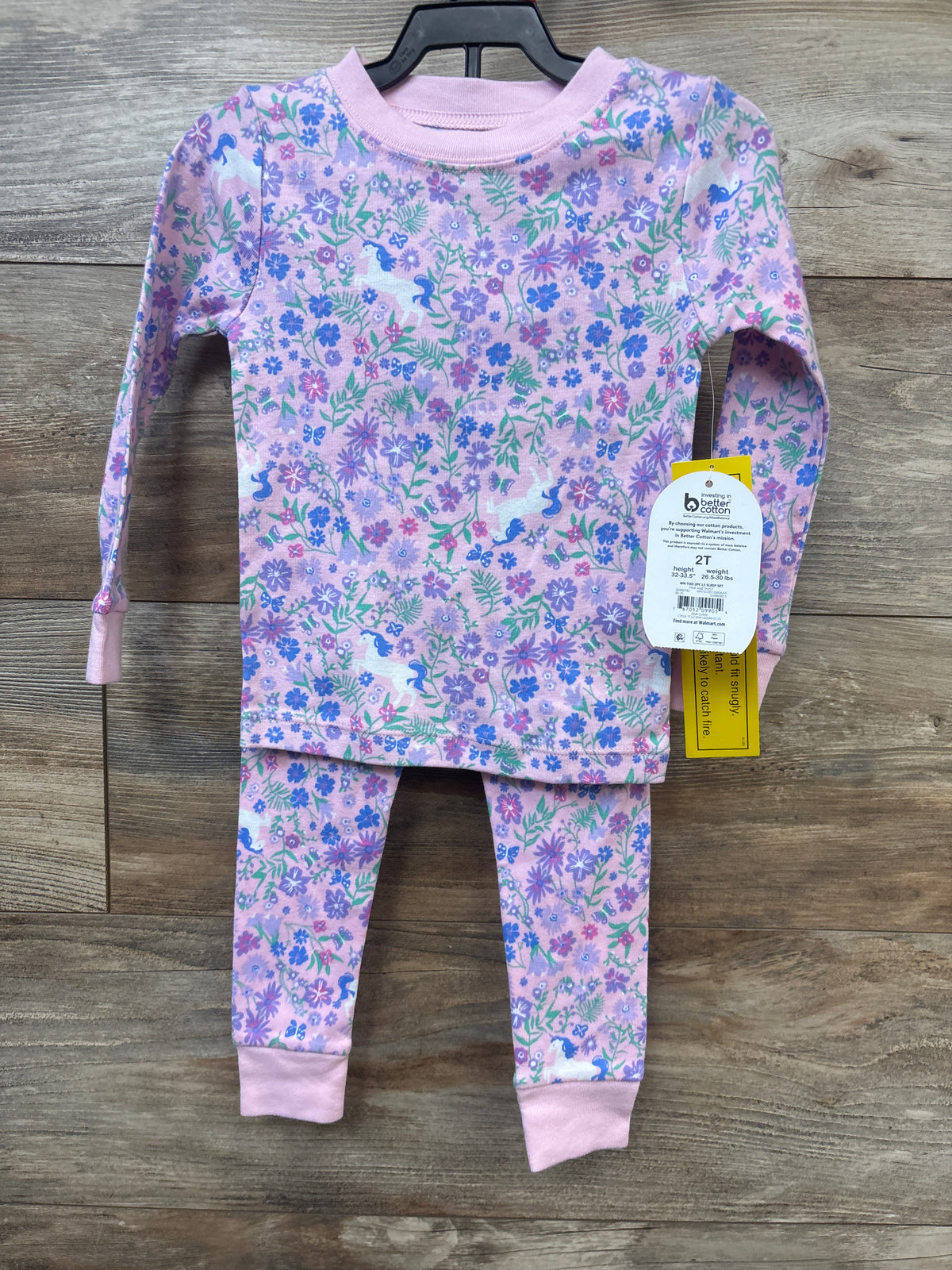 NEW Wonder Nation 2pc Floral Pajama Set Pink sz 2T