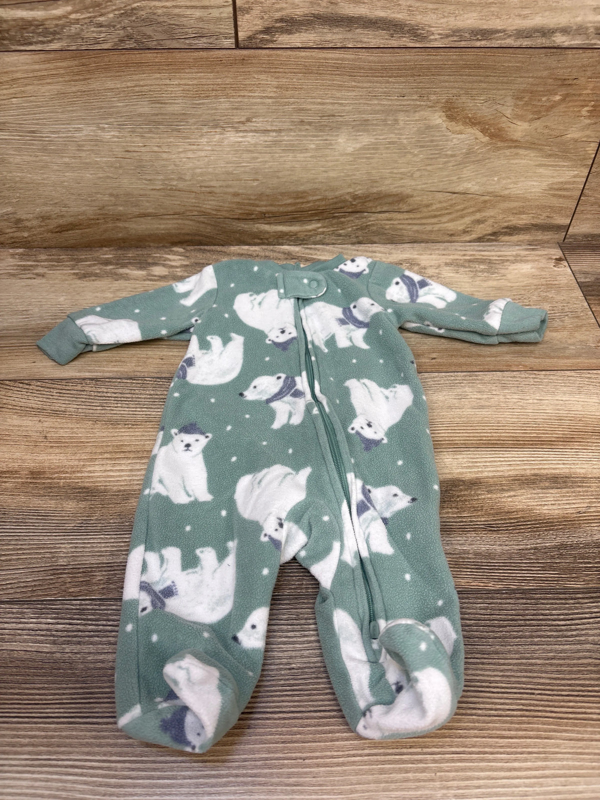 Child Of Mine Polar Bear Blanket Sleeper Green sz Newborn