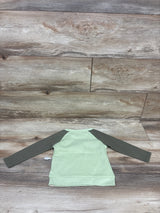 NWOT Burt's Bees Baby Raglan Waffle Knit Shirt Green sz 6-9m