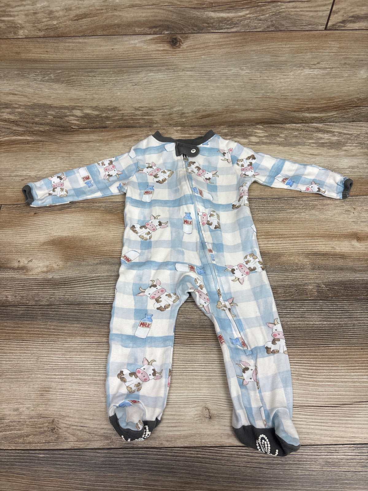 Burt's Bees Baby Cow Print Sleeper Blue sz 0-3m