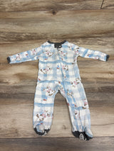 Burt's Bees Baby Cow Print Sleeper Blue sz 0-3m