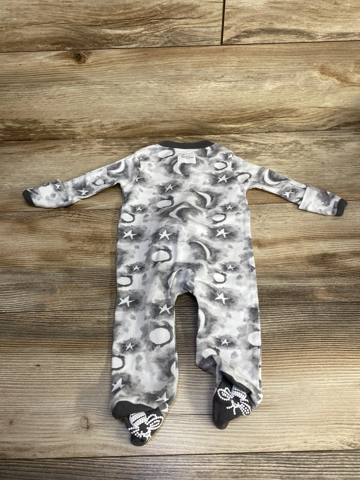 Burt's Bees Baby Organic Moon & Stars Sleeper Grey sz 0-3m