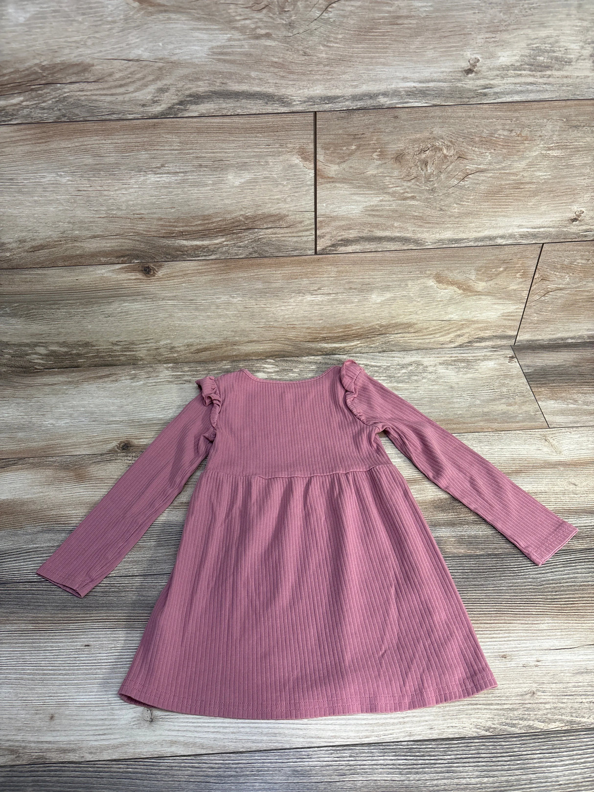 H&M Ribbed Long Sleeve Jersey Style Dress Pink sz 3-4T
