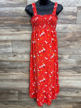 Isabel Maternity Floral Smocked Dress Blood Orange sz Medium