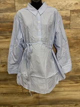 NEW Gap Maternity Popover Shirt Blue Stripe sz XXL