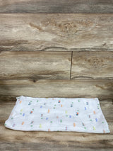 Cloud Island Muslin Swaddle Blanket Trucks Print White