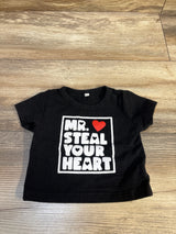 Mr Steal Your Heart Shirt Black sz 0-3m
