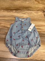 NEW Child of Mine Chambray Henley Bubble Romper Blue sz 6-9m