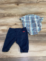 Wrangler 2pc Plaid Button Up Bodysuit & Pants White sz 3m