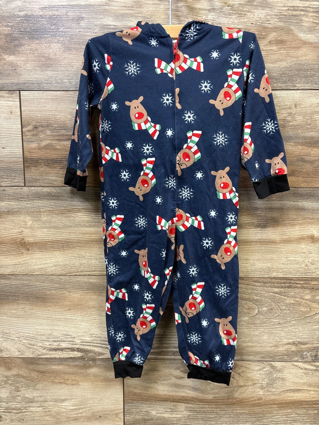 Red Nose Reindeer Christmas Hooded Coverall Navy sz 2T
