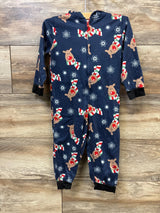 Red Nose Reindeer Christmas Hooded Coverall Navy sz 2T