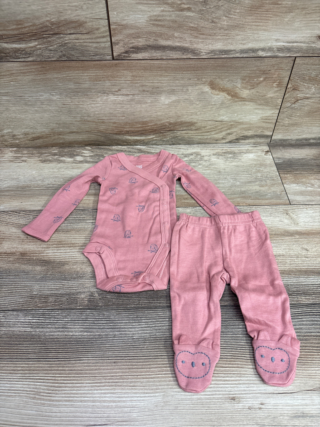 Just One You 2pc Kimono Bodysuit & Footed Pants Set Pink sz Preemie